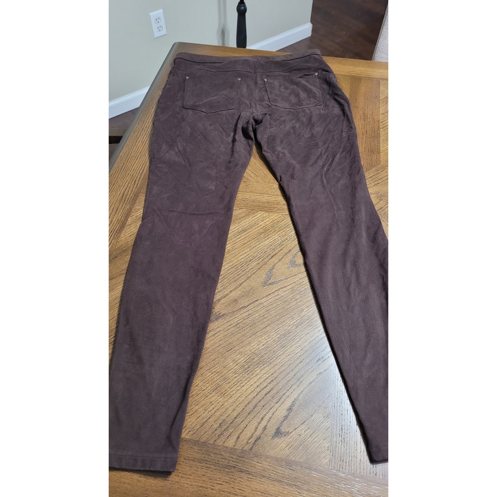 Hue Womens Faux Suede Leggings Chocolate Brown Pull On Pants Sz Large 29 Inseam